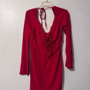 Chic Long-Sleeve Red Dress